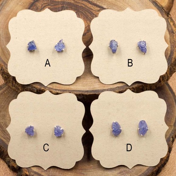 Tanzanite and Sterling Silver Crystal Stud Earrings - Choose the Pair you want - Picture 2 of 4